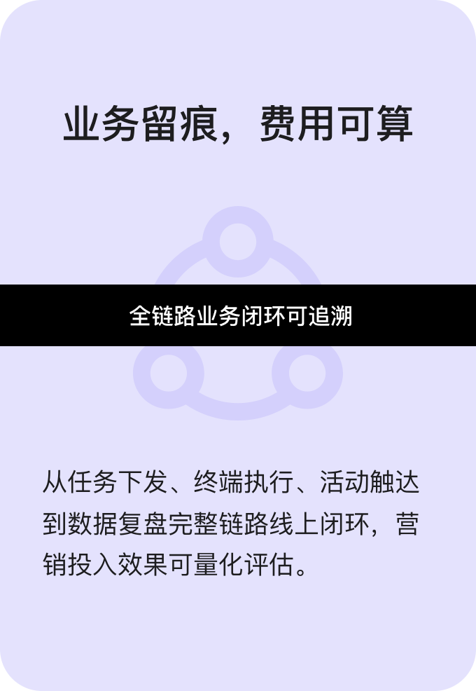 全链路业务闭环可追溯：业务留痕，费用可算