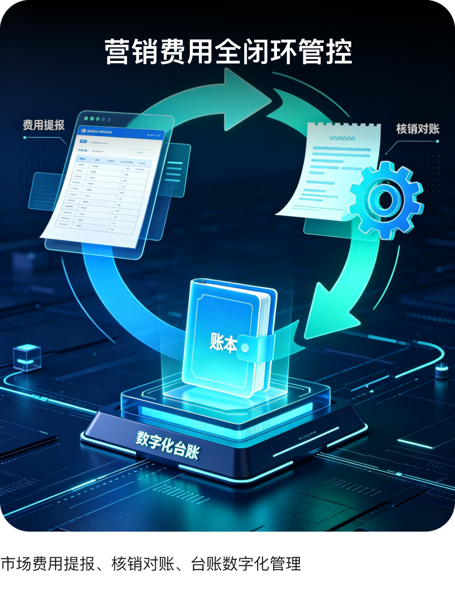 营销费用全闭环管控：市场费用提报、核销对账、台账数字化管理