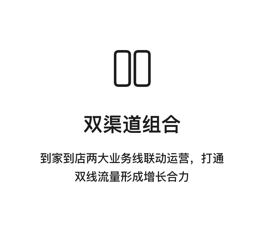 双渠道组合：到家到店两大业务线联动运营，打通双线流量形成增长合力