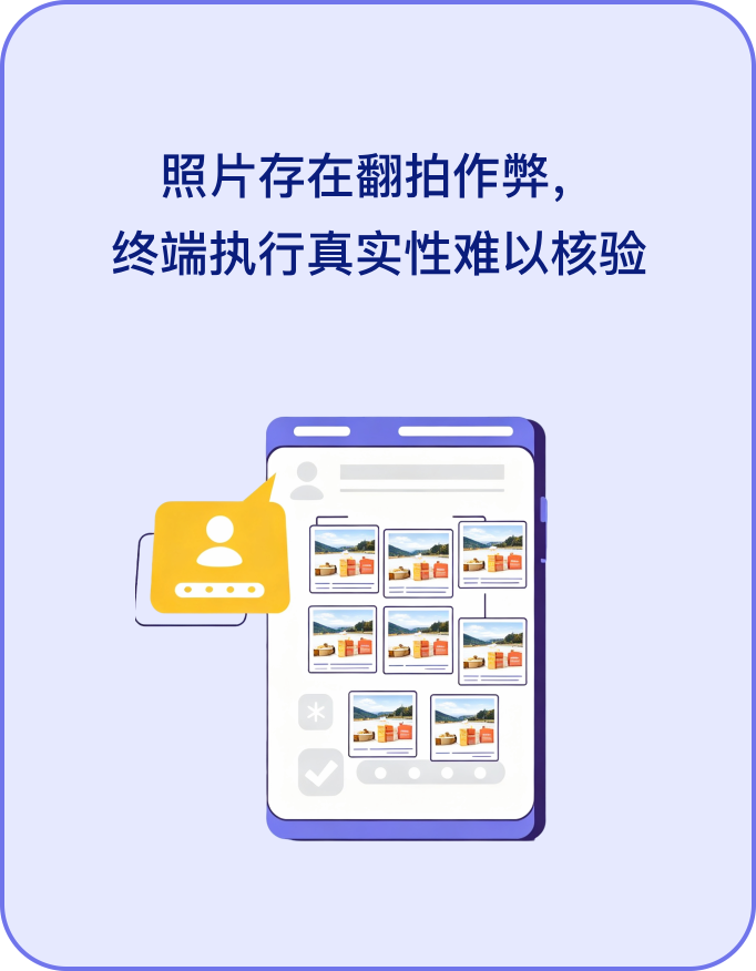 照片存在翻拍作弊，终端执行真实性难以核验