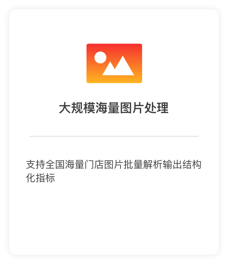 大规模海量图片处理：支持全国海量门店图片批量解析输出结构化指标