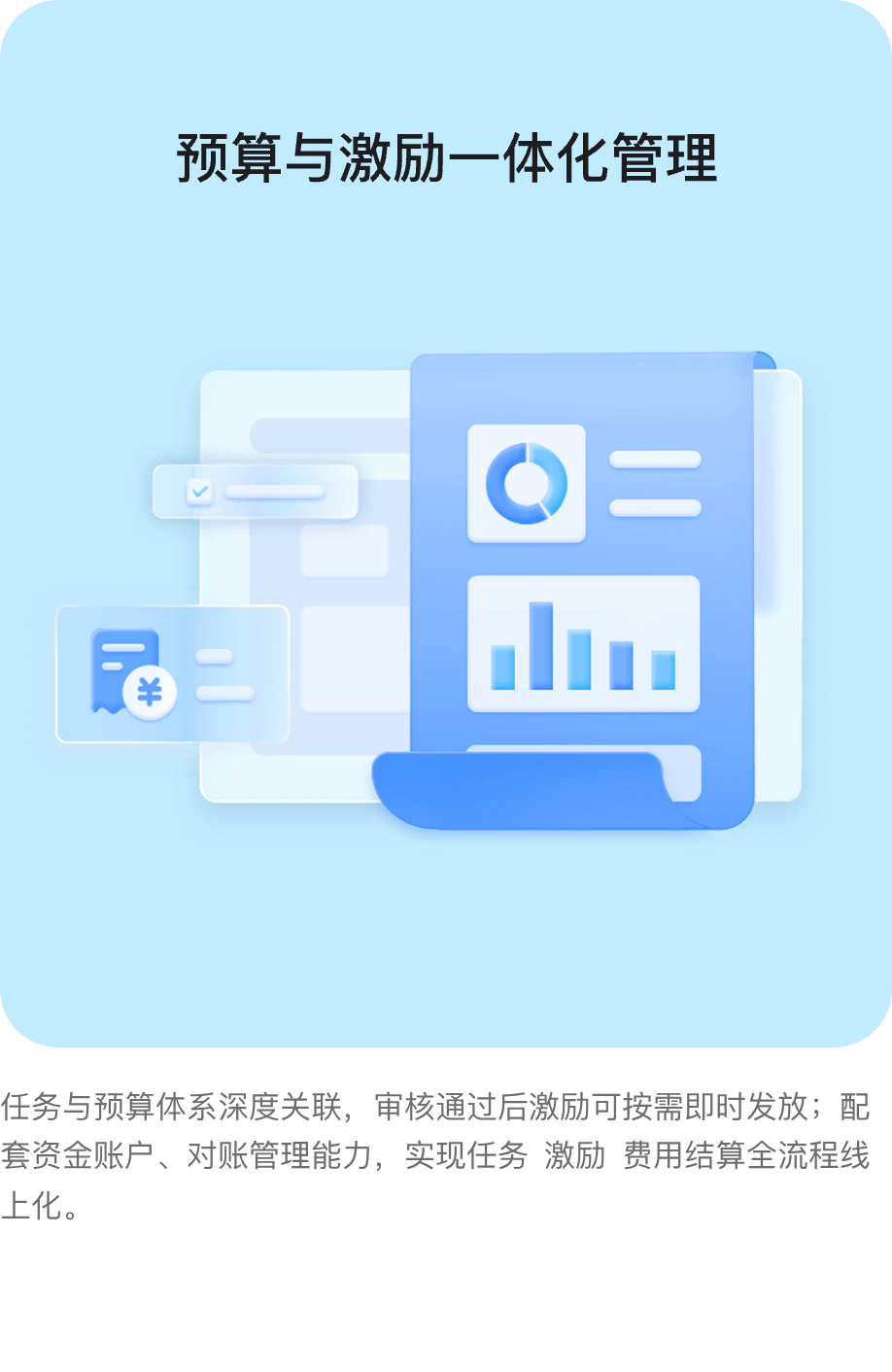 预算与激励一体化管理:任务与预算体系深度关联,审核通过后激励可按需即时发放